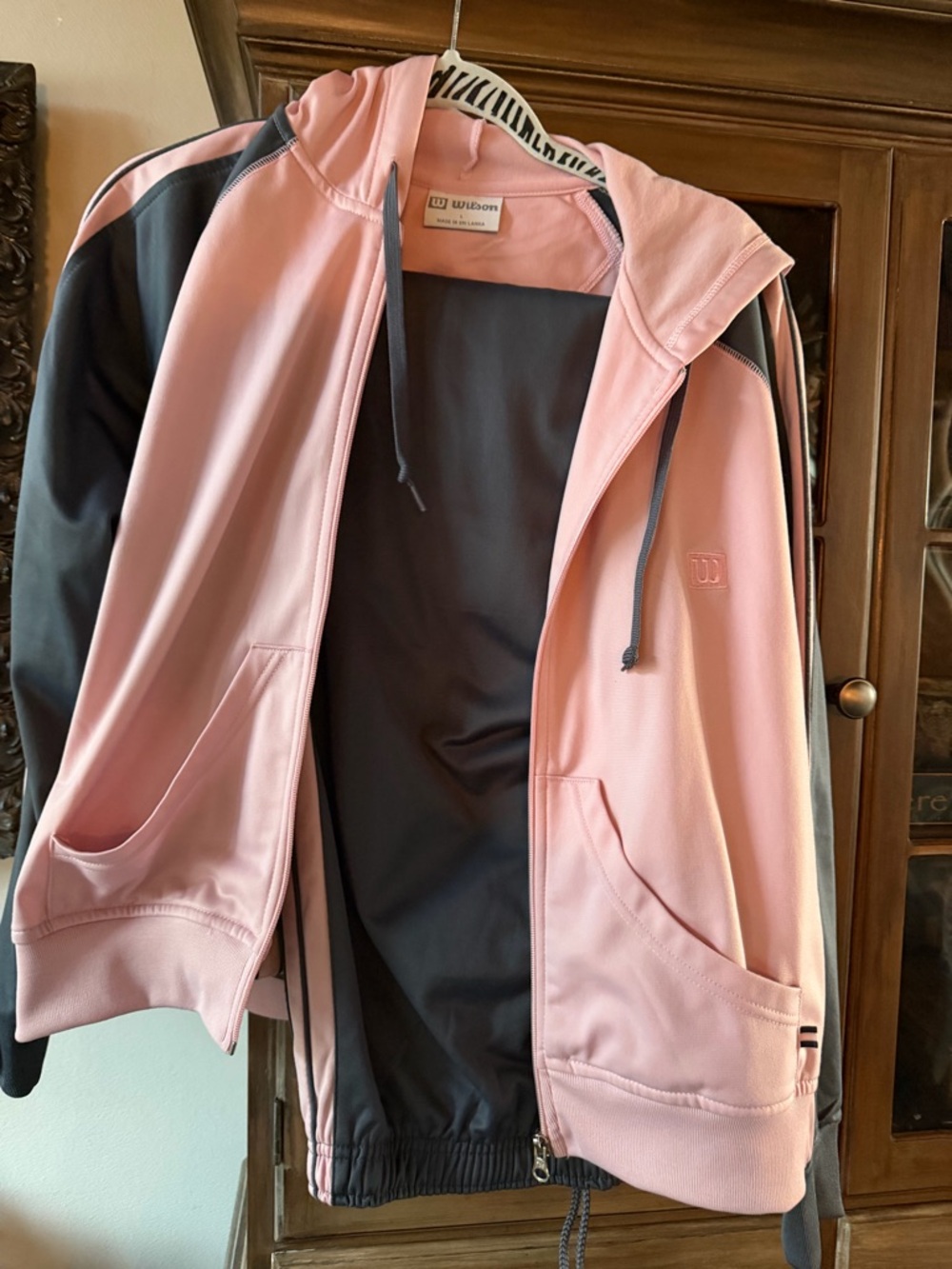 Wilson Pink and Charcoal Athletic Hoodie Jacket and pats suit